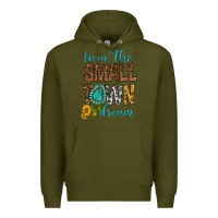 Army Green Living The Small Town Dream Premium Hoodie - BundleAndBundleShop