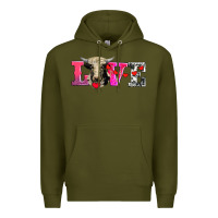 Army Green love with holstein cow Premium Hoodie - AdoDesignShop