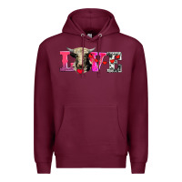 Burgundy love with holstein cow Premium Hoodie - AdoDesignShop