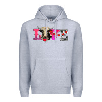 Heather Grey love with holstein cow Premium Hoodie - AdoDesignShop