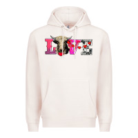 Pale Pink love with holstein cow Premium Hoodie - AdoDesignShop