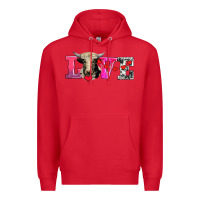Red love with holstein cow Premium Hoodie - AdoDesignShop