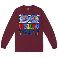Burgundy autism infinity seeing the world differently Long Sleeve Tee - JahusDesignShop