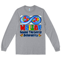 Heather Grey autism infinity seeing the world differently Long Sleeve Tee - JahusDesignShop