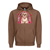 Chestnut shih tzu floral rainbow Zipper Hoodie - Artiststas