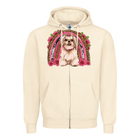 Sandshell shih tzu floral rainbow Zipper Hoodie - Artiststas