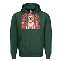 Sports Green shih tzu floral rainbow Zipper Hoodie - Artiststas