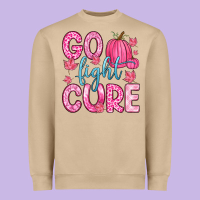 Go Fight Cure Heavyweight Sweatshirt Designed By Zillion Design Studio