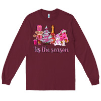 Burgundy tis the season pink christmas Long Sleeve Tee - AdoDesignShop