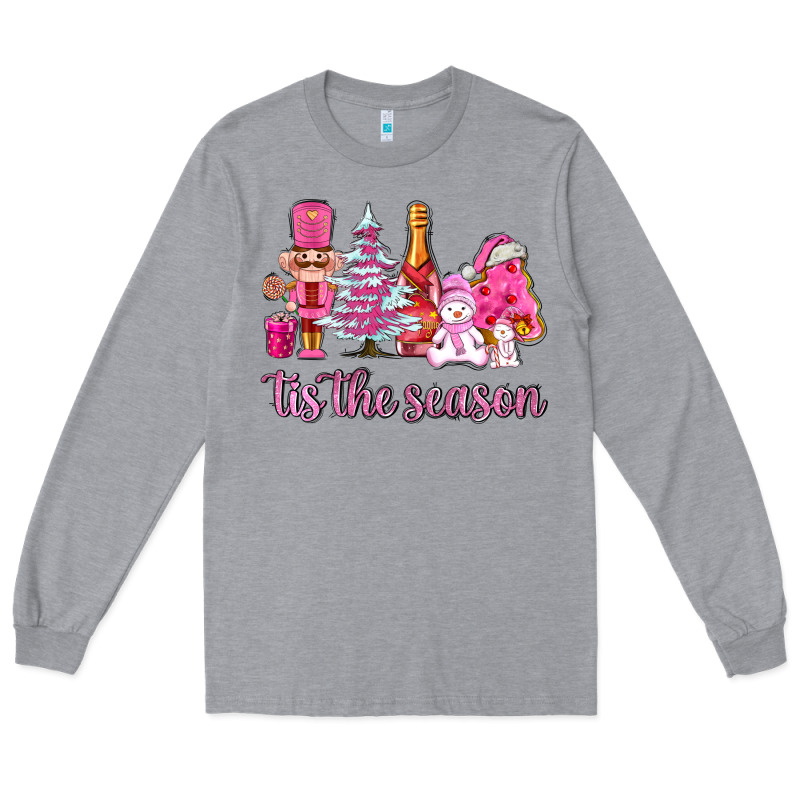 Tis The Season Pink Christmas Long Sleeve Tee by AdoDesignShop | Teevron