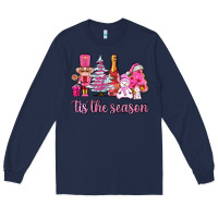 Navy tis the season pink christmas Long Sleeve Tee - AdoDesignShop