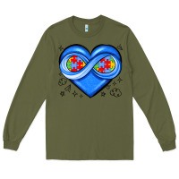 Army Green infinity heart autism awareness Long Sleeve Tee - JahusDesignShop