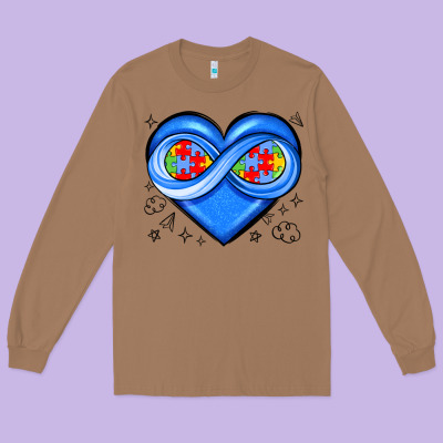 Infinity Heart Autism Awareness Long Sleeve Tee Designed By Jahusdesignshop