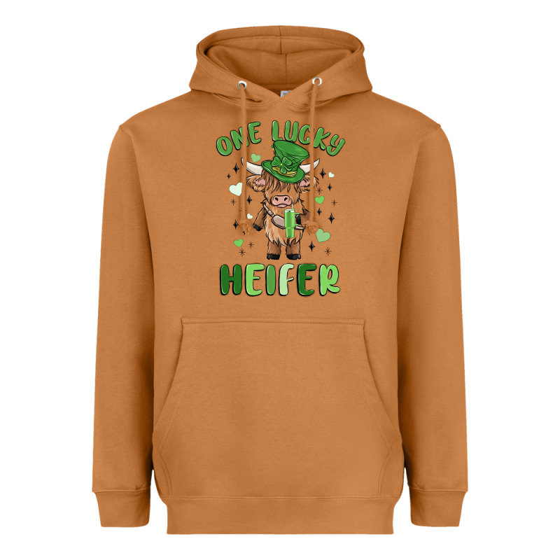One Lucky Heifer Heavyweight Hoodie by MaliasSmallBusiness | Teevron