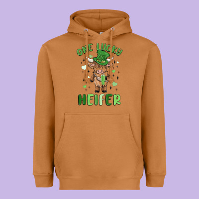 One Lucky Heifer Heavyweight Hoodie Designed By Maliassmallbusiness