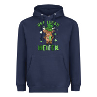 Navy one lucky heifer Heavyweight Hoodie - MaliasSmallBusiness