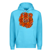 Ocean Blue Thanksgiving Turkey With Tartan Patch Premium Hoodie - BundleAndBundleShop