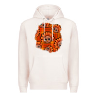 Pale Pink Thanksgiving Turkey With Tartan Patch Premium Hoodie - BundleAndBundleShop