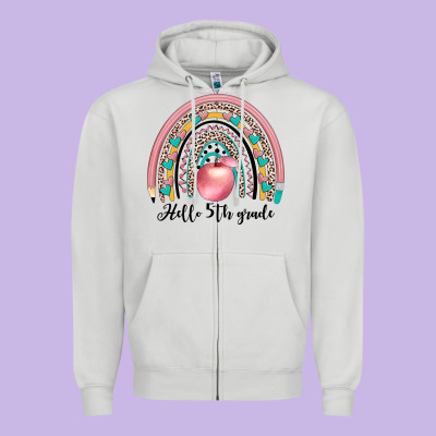 Hello 5th Grade Zipper Hoodie Designed By Jahusdesignshop