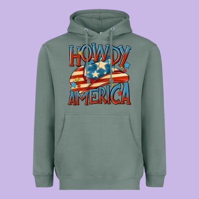 Howdy America Heavyweight Hoodie Designed By Maliassmallbusiness