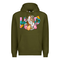 Army Green Hop Bunny Easter Premium Hoodie - BundleAndBundleShop