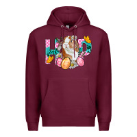 Burgundy Hop Bunny Easter Premium Hoodie - BundleAndBundleShop
