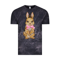 Cloud Black easter rabbit pink flowers Vintage Tee - BarkalooDesign