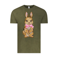 Vintage Olive easter rabbit pink flowers Vintage Tee - BarkalooDesign
