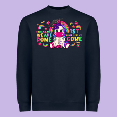 Kindergarten We Are Done 1st Here We Come With Unicorn Heavyweight Sweatshirt Designed By Texasbilliewilder