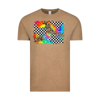 Vintage Coffee race leopard tie dye background Vintage Tee - Zillion Design Studio