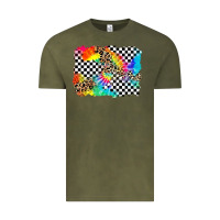 Vintage Olive race leopard tie dye background Vintage Tee - Zillion Design Studio