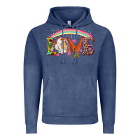 Vintage Denim Easter Bunny Love With Rainbow Vintage Hoodie - RanaPortraitStore
