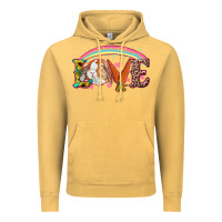 Vintage Mustard Easter Bunny Love With Rainbow Vintage Hoodie - RanaPortraitStore