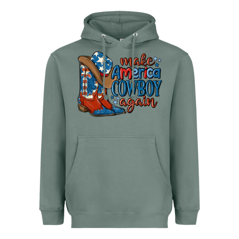 Make America Cowboy Again Heavyweight Hoodie by MaliasSmallBusiness | Teevron