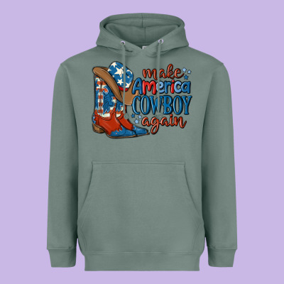 Make America Cowboy Again Heavyweight Hoodie Designed By Maliassmallbusiness