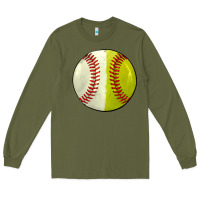Army Green half baseball softball Long Sleeve Tee - JahusDesignShop