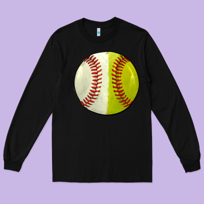 Half Baseball Softball Long Sleeve Tee Designed By Jahusdesignshop