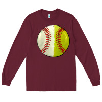 Burgundy half baseball softball Long Sleeve Tee - JahusDesignShop
