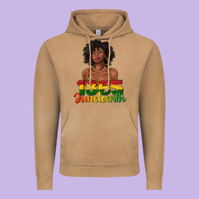 Vintage Hoodie 1865 juneteenth with afro black woman