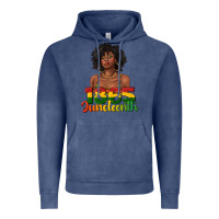 Vintage Denim 1865 juneteenth with afro black woman Vintage Hoodie - texasbilliewilder