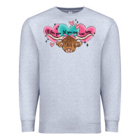 Heather Grey western cow and heart Premium Sweatshirt - MaliasSmallBusiness