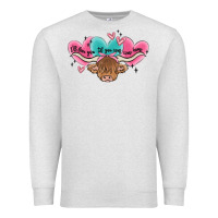 Oatmeal Heather western cow and heart Premium Sweatshirt - MaliasSmallBusiness