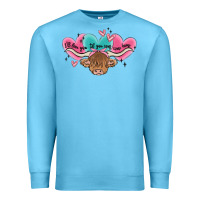 Ocean Blue western cow and heart Premium Sweatshirt - MaliasSmallBusiness