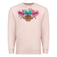 Pale Pink western cow and heart Premium Sweatshirt - MaliasSmallBusiness