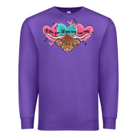 Purple western cow and heart Premium Sweatshirt - MaliasSmallBusiness