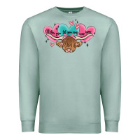 Seafoam western cow and heart Premium Sweatshirt - MaliasSmallBusiness