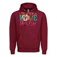 Burgundy love shih tzus Zipper Hoodie - Artiststas