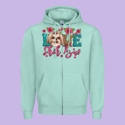 Love Shih Tzus Zipper Hoodie Designed By Artiststas