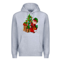 Heather Grey Santa's Elf Christmas Premium Hoodie - BundleAndBundleShop