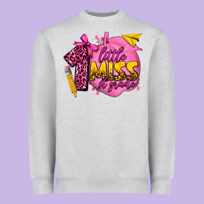 Little Miss 1st Grade Heavyweight Sweatshirt Designed By Texasbilliewilder